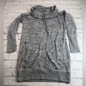 Athleta Athleisure Heather Gray Cowl Neck Sweater Tunic/Dress. Wear w/Leggings.